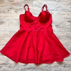 Victoria’s Secret Red Satin Babydoll Lingerie XL NWOT Bustier Flare